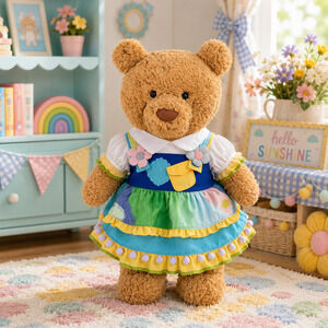 Large Bartholomew Bear & 16" Plush Clothes Outfit - Blue Ombre Puffy Dress